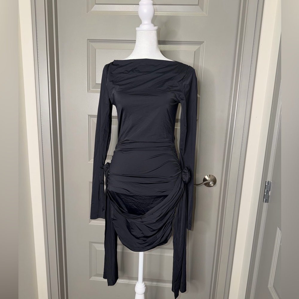 Lioness Black Long Sleeve Draped Dress